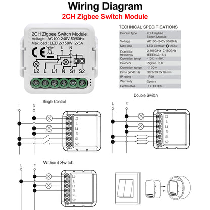 GIRIER Tuya ZigBee 3.0 Light Switch Module