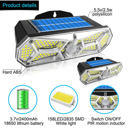 Outdoor Motion Sensor 158LEDs IP65 Solar Lights