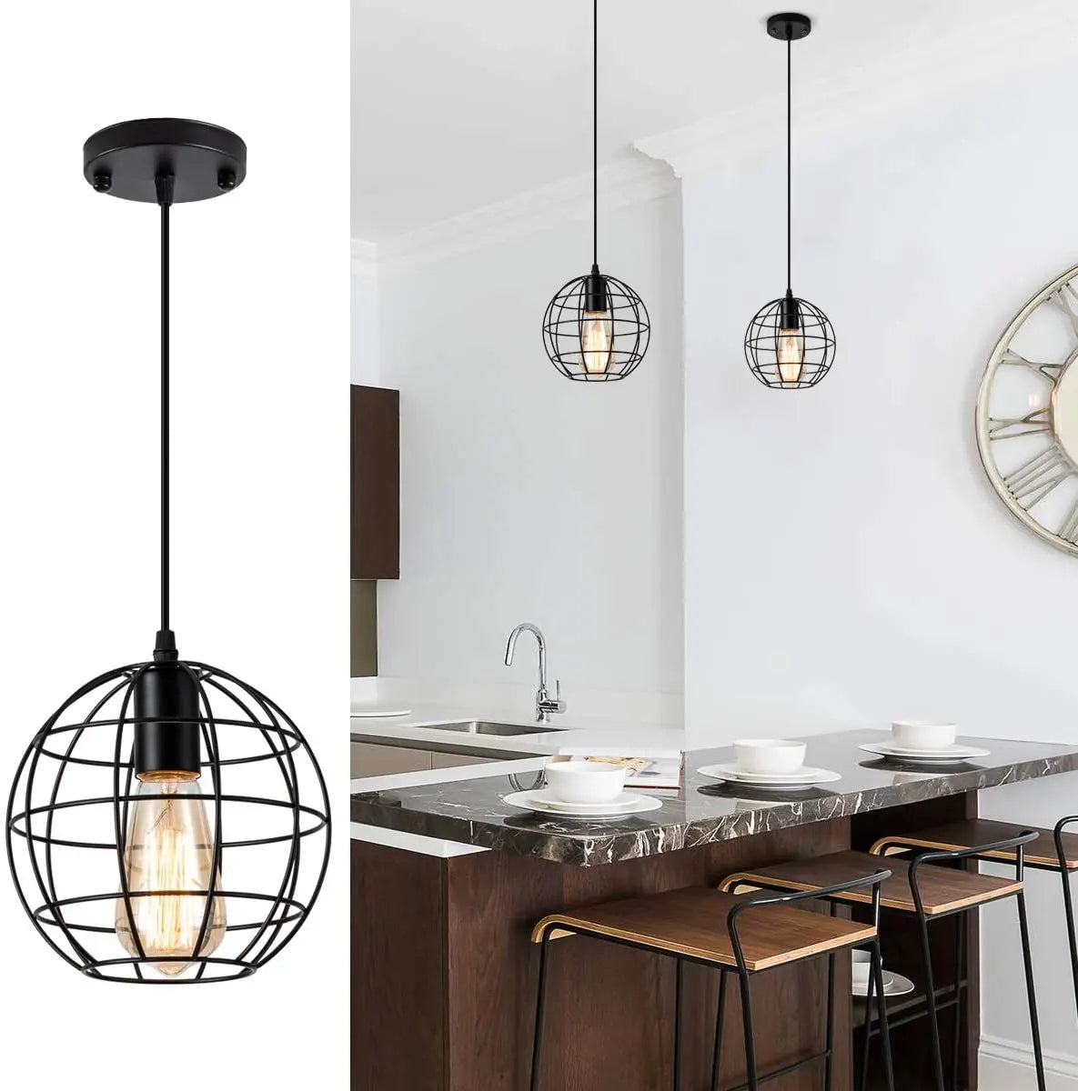 Nordic Black Metal Cage Lamps