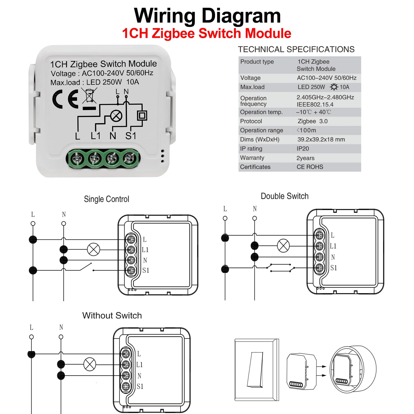 GIRIER Tuya ZigBee 3.0 Light Switch Module