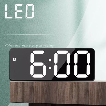 Acrylic/Mirror Digital Alarm Clock Voice Control (Powered By Battery) Table Clock Snooze Night Mode 12/24H Electronic LED Clocks