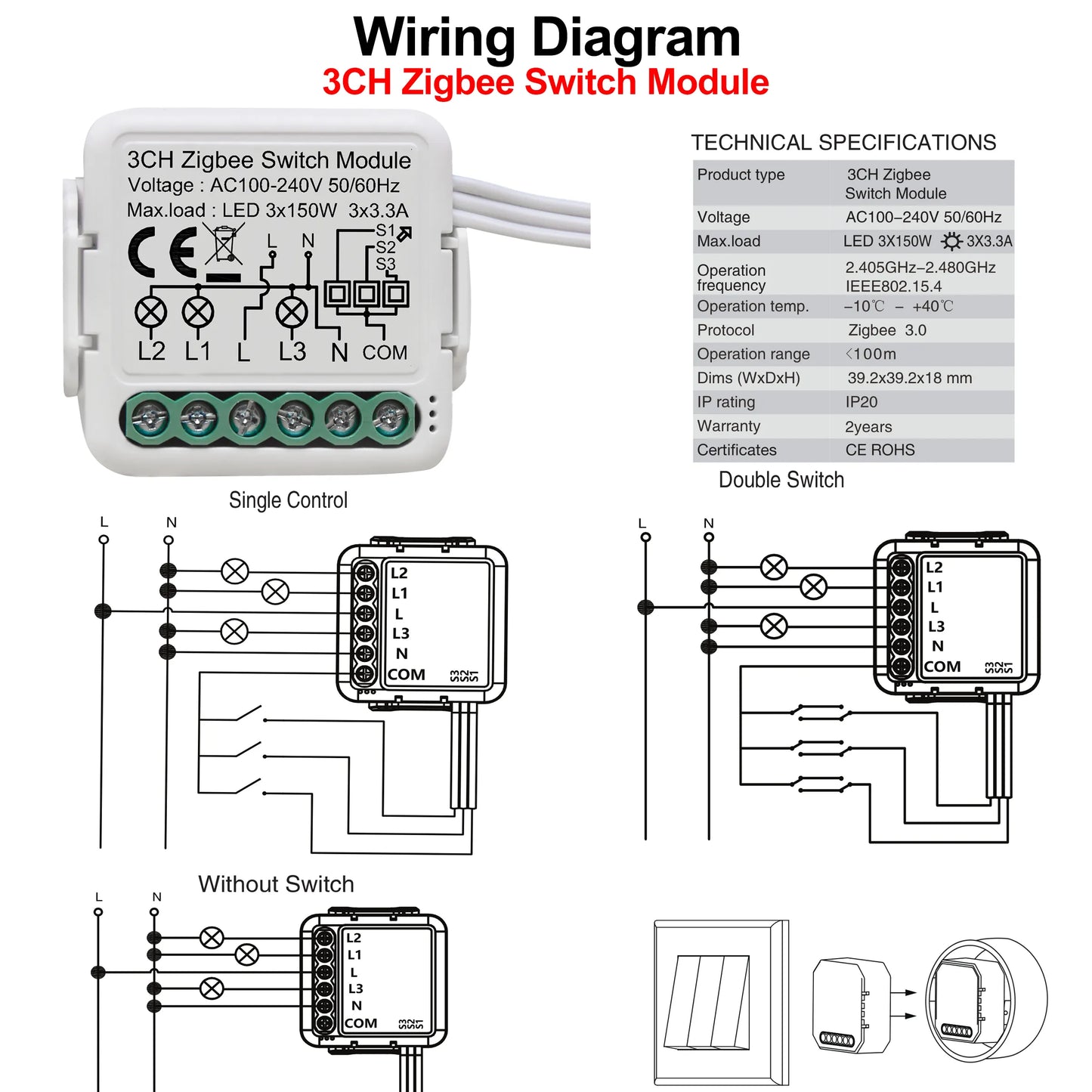 GIRIER Tuya ZigBee 3.0 Light Switch Module