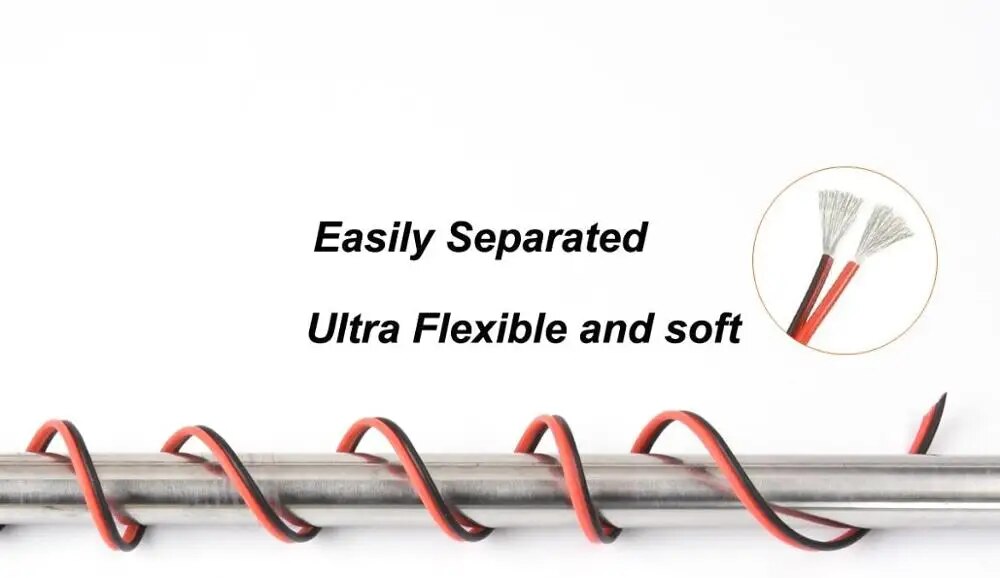 12AWG Silicone Electrical Wire: Black/Red, 2-Conductor, Soft & Flexible