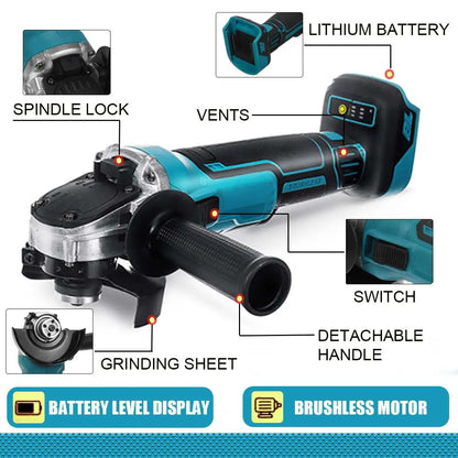 Drillpro 125mm Rechargable Electric Angle Grinder