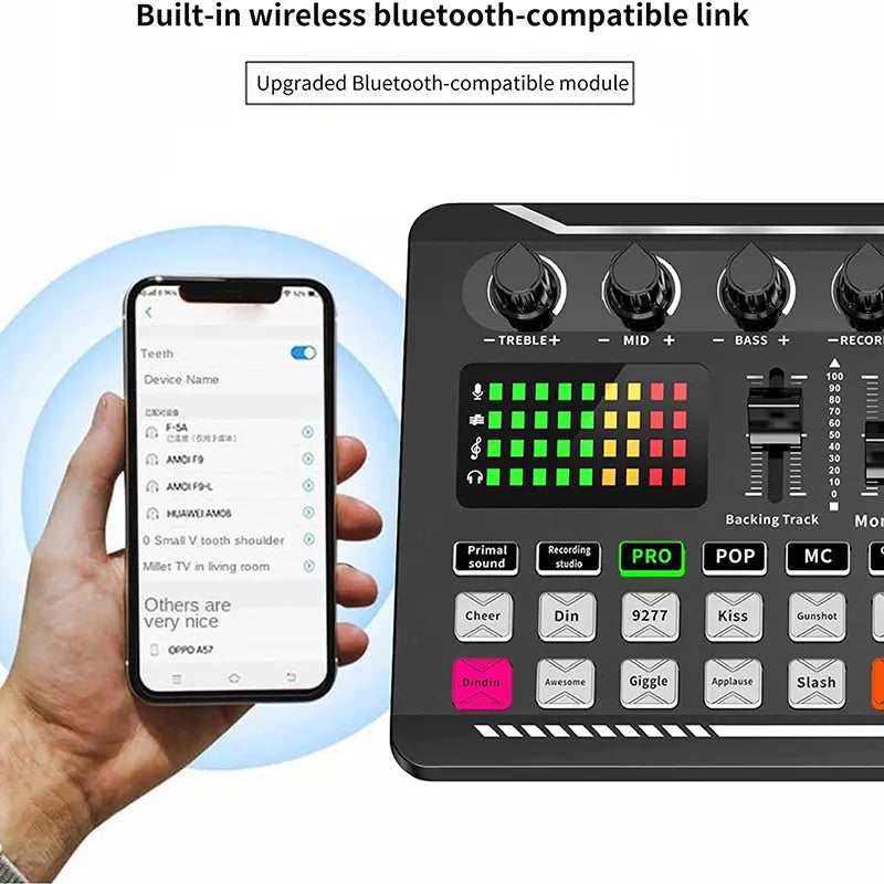 Live Sound Card and Audio Interface with DJ Mixer Effects and Voice Changer