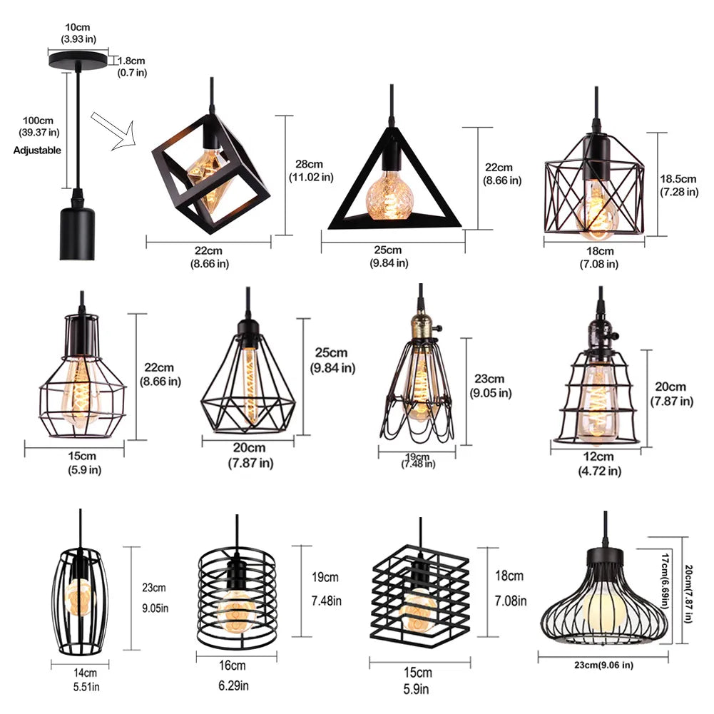 Nordic Black Metal Cage Lamps