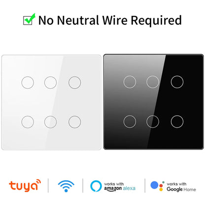 Tuya WiFi Smart Light Switch 4x4 Brazil NO Neutral Light Wall Switches