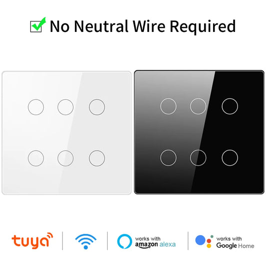 Tuya WiFi Smart Light Switch 4x4 Brazil NO Neutral Light Wall Switches