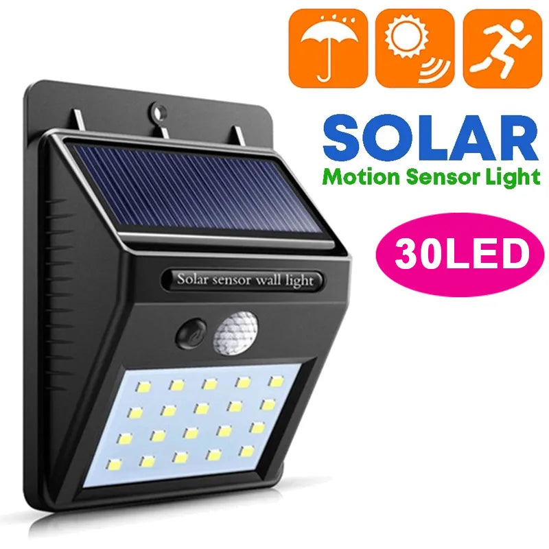 30 LED Solar Light PIR Motion Sensor Wall Light