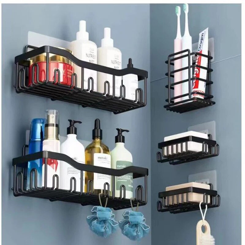 Black Iron Bathroom & Kitchen Corner Storage Rack