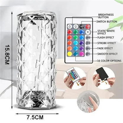 LED Crystal Table Lamp Rose Light Projector