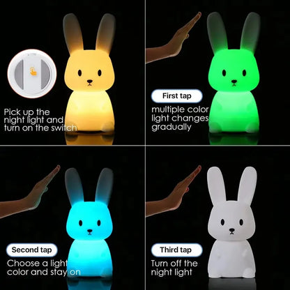 LED Night light Silicone Rabbit Touch Sensor lamp