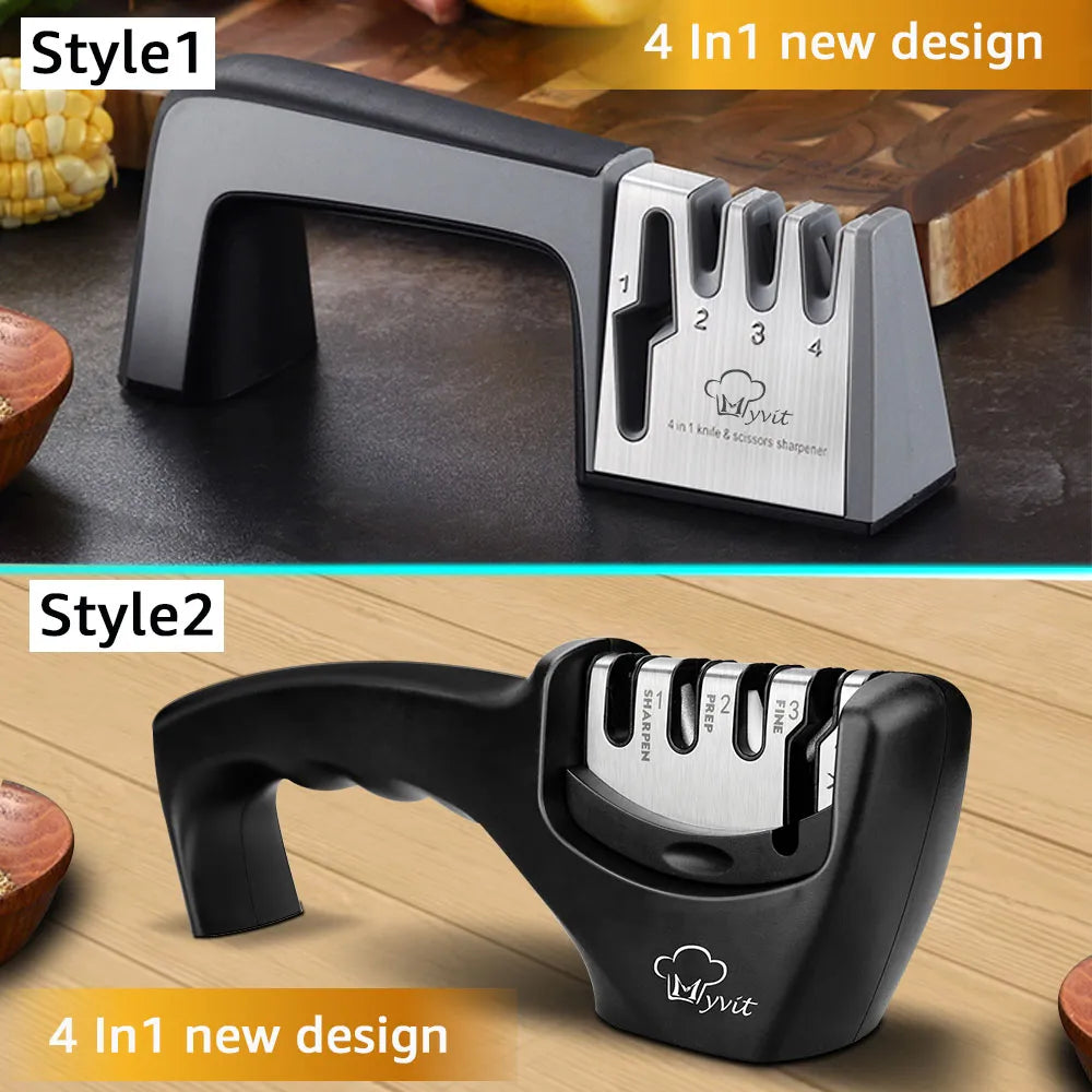 Knife Sharpener 4 in 1 Diamond Coated & Fine Rod Knife Shears