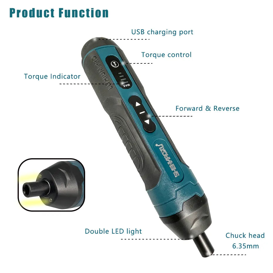 Rechargeable Cordless Electric Screwdriver 1300mah