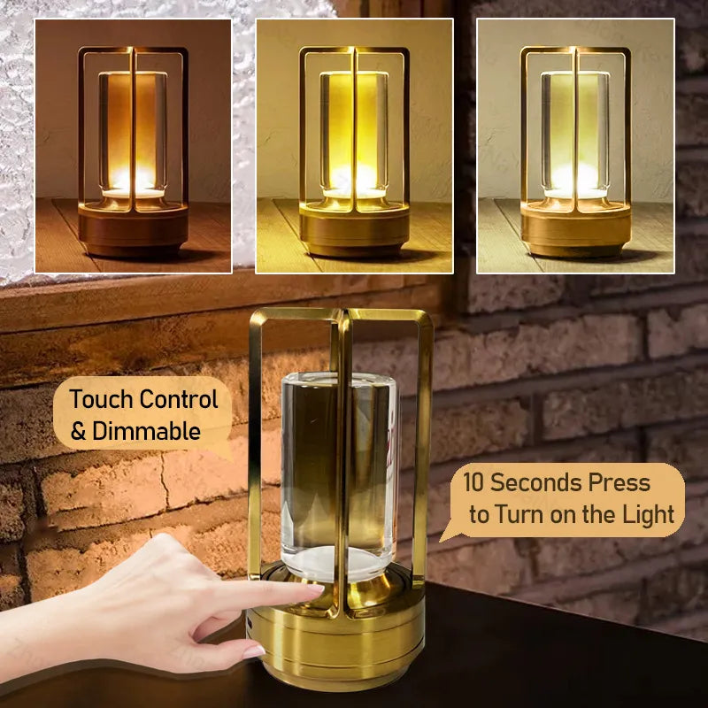 LED Cordless Table Lamp Retro Bar Metal Desk Lamps