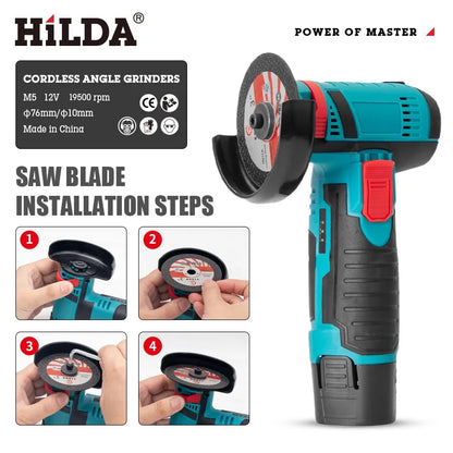 HILDA 12v Rechargeable Mini Angle Grinder