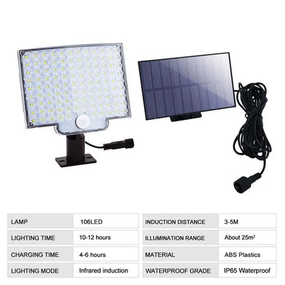 106LED Outdoor Solar Light with Motion Sensor Remote Control