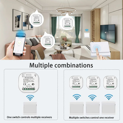 Tuya Smart WiFi and Rf Light Switch 433MHz Kinetic Wall Switch