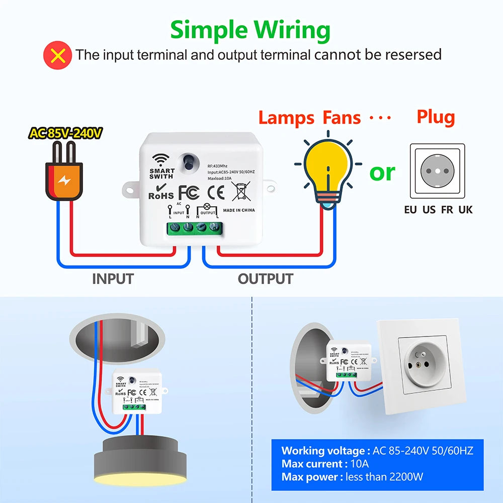 RF433MHz Wireless Smart Light Switch