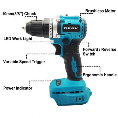 10mm Cordless Brushless Drill Electric Hand