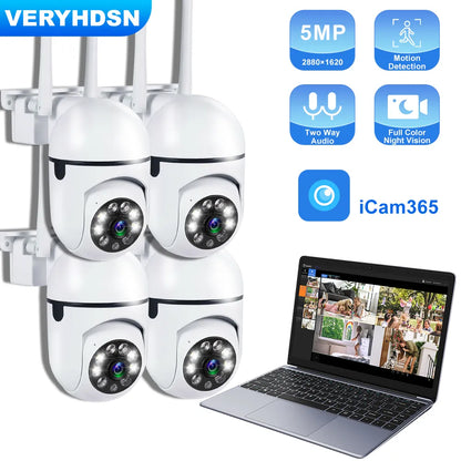 5MP Wifi IP Outdoor Smart Tracking Surveillance Cameras Two-way Audio