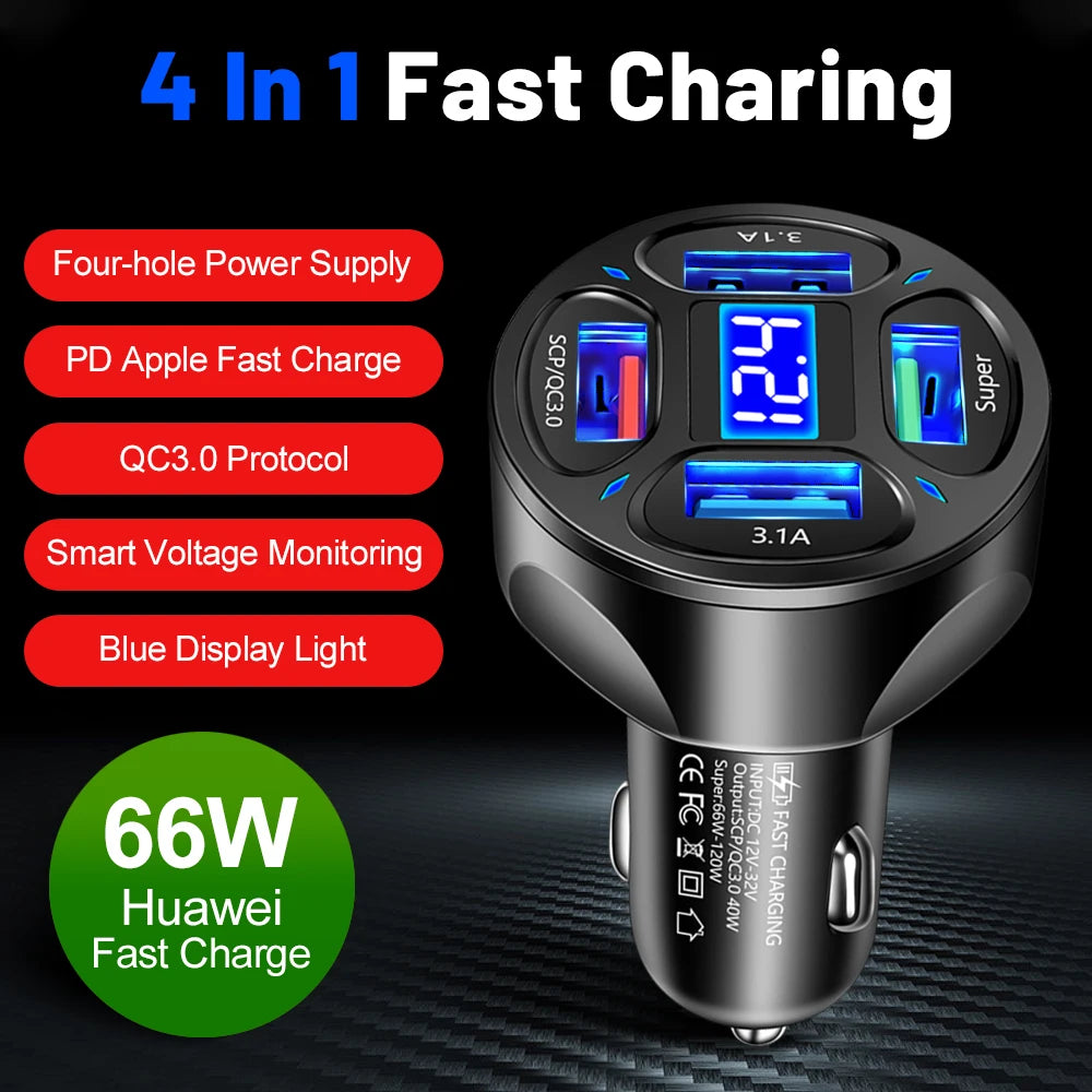 AIXXCO 3 Ports USB Car Quick Charger 12V