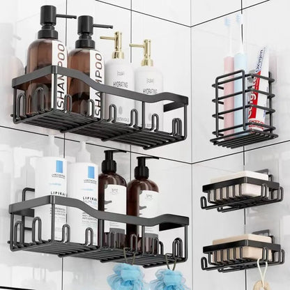 Black Iron Bathroom & Kitchen Corner Storage Rack