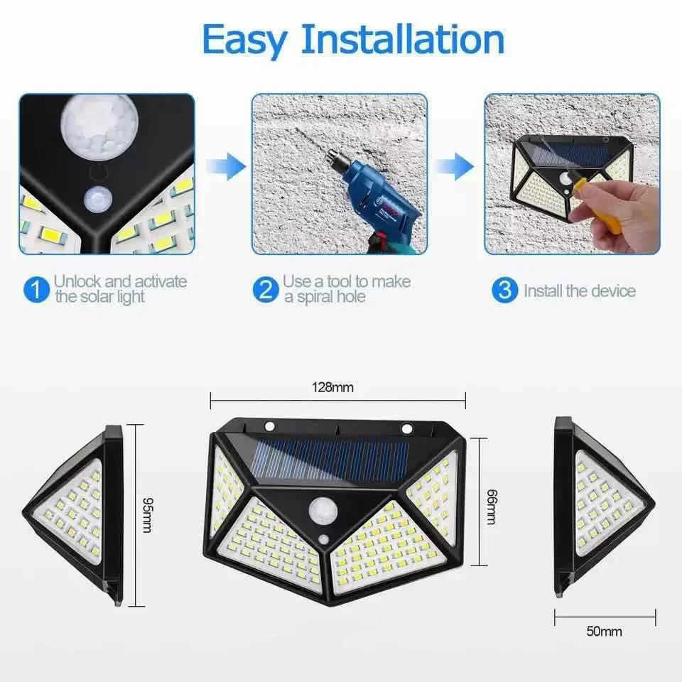 100 LED Solar Lights Outdoor Solar Wall Lamp PIR Motion Sensor Lamp Waterproof Solar Street Light Garden Decoration Garden Light