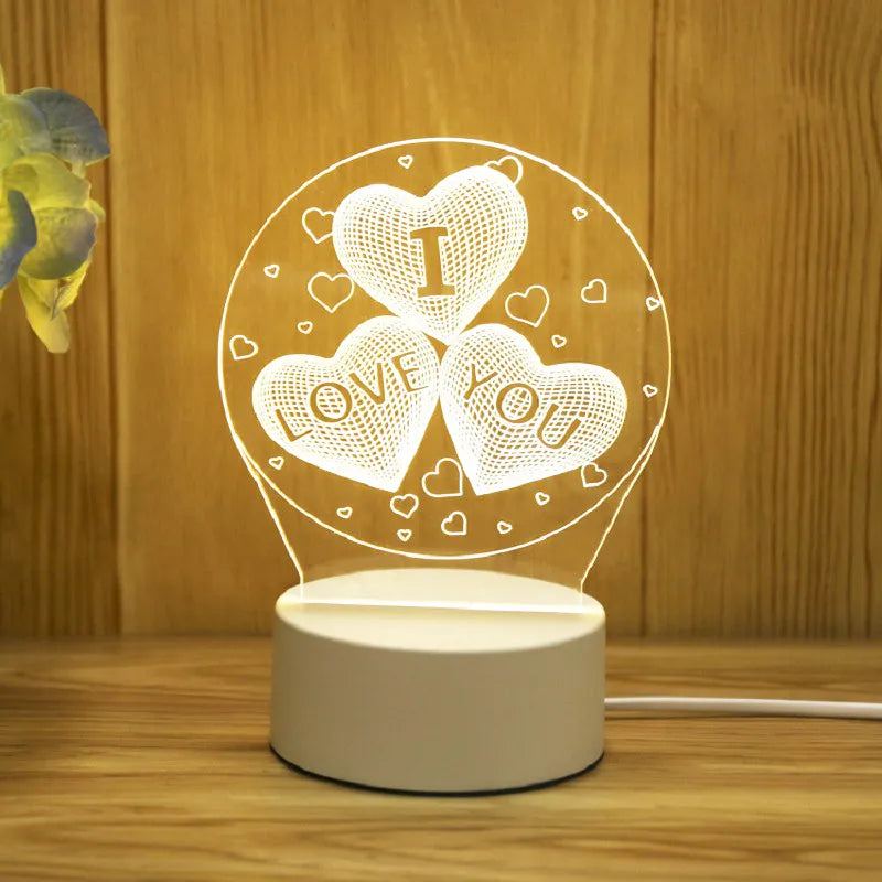 Romantic Love 3D Acrylic Led Lamp for Home Children's