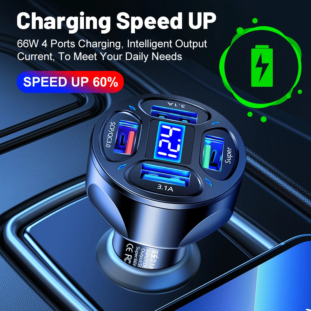 AIXXCO 3 Ports USB Car Quick Charger 12V