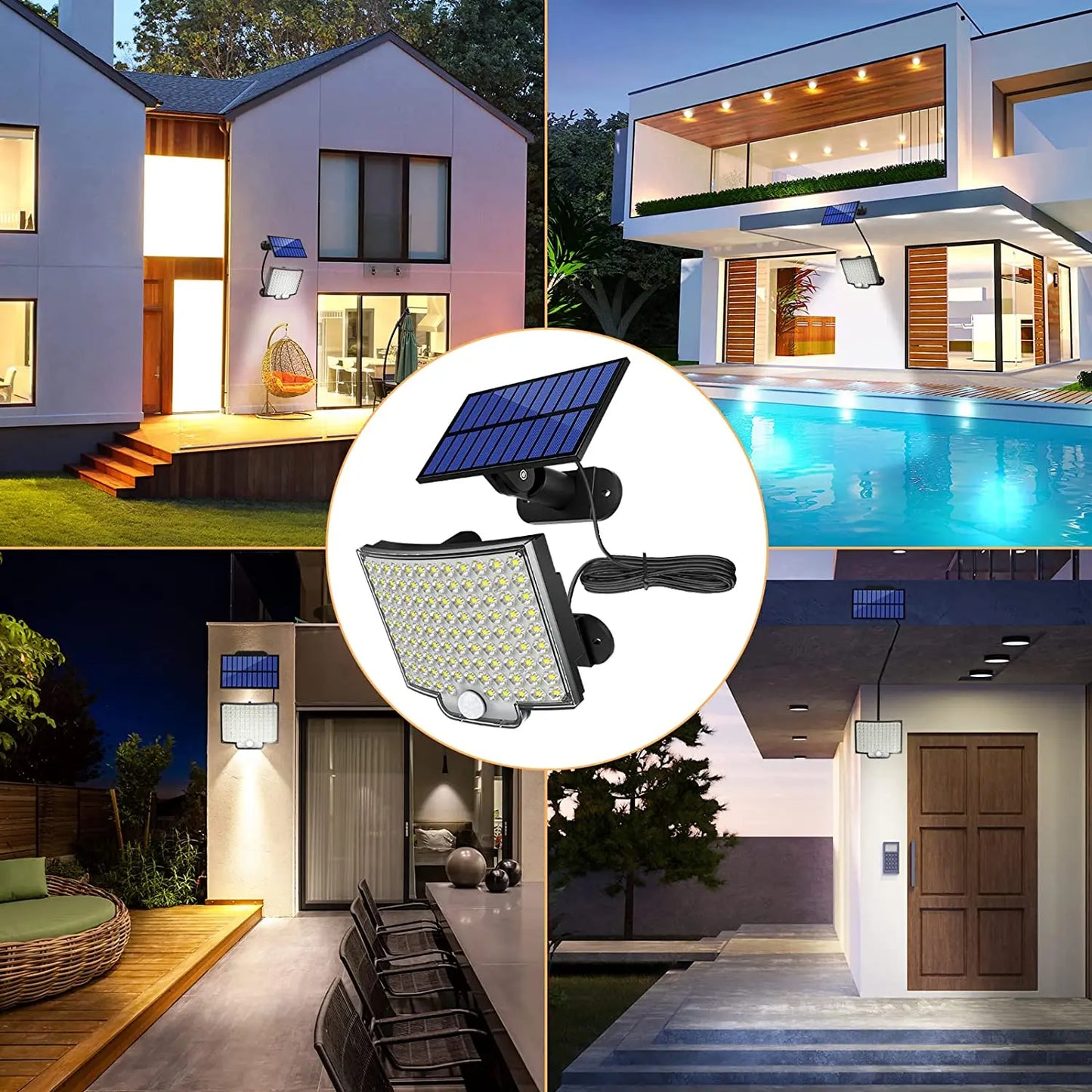 106LED Outdoor Solar Light with Motion Sensor Remote Control