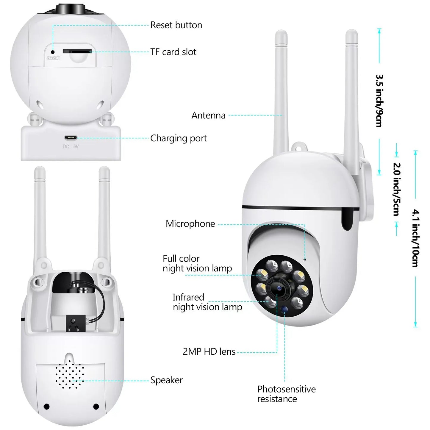 3MP 1/2/4PCS PTZ Wifi Camera Security Surveillance Camera