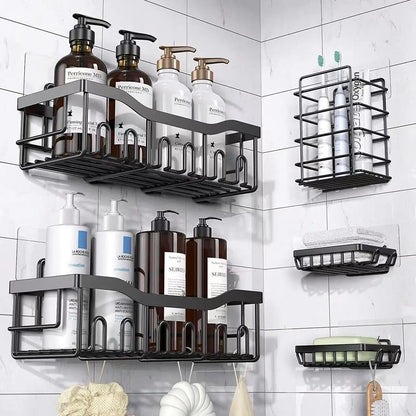 Black Iron Bathroom & Kitchen Corner Storage Rack