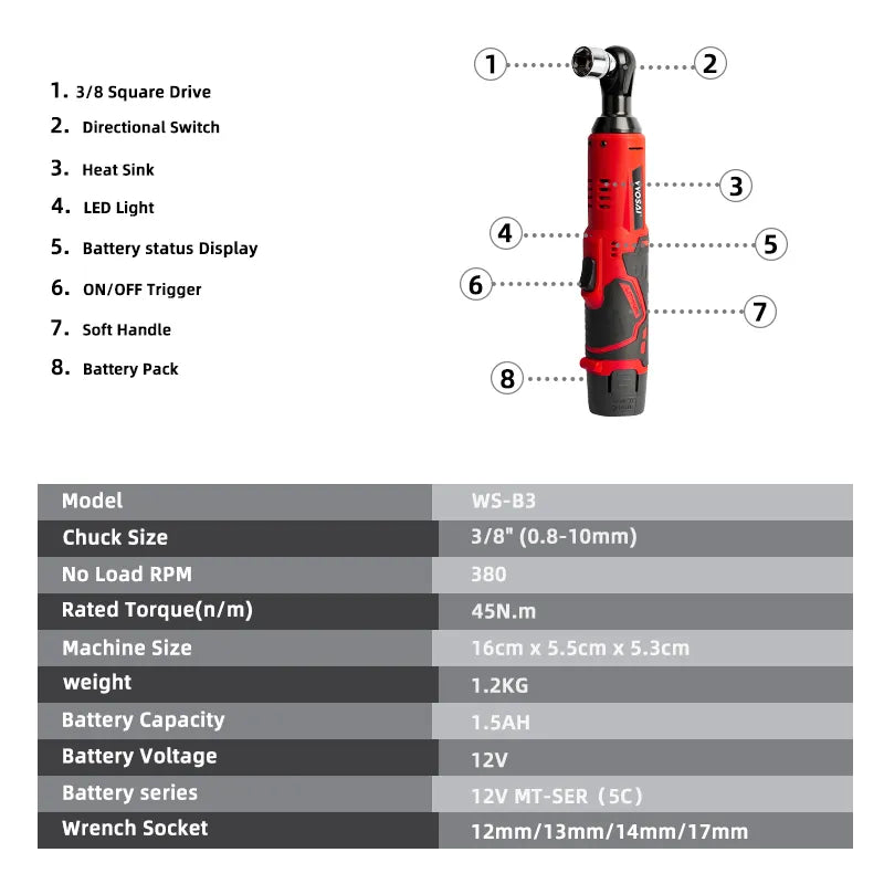 VVOSAI 45NM Cordless Electric Wrench