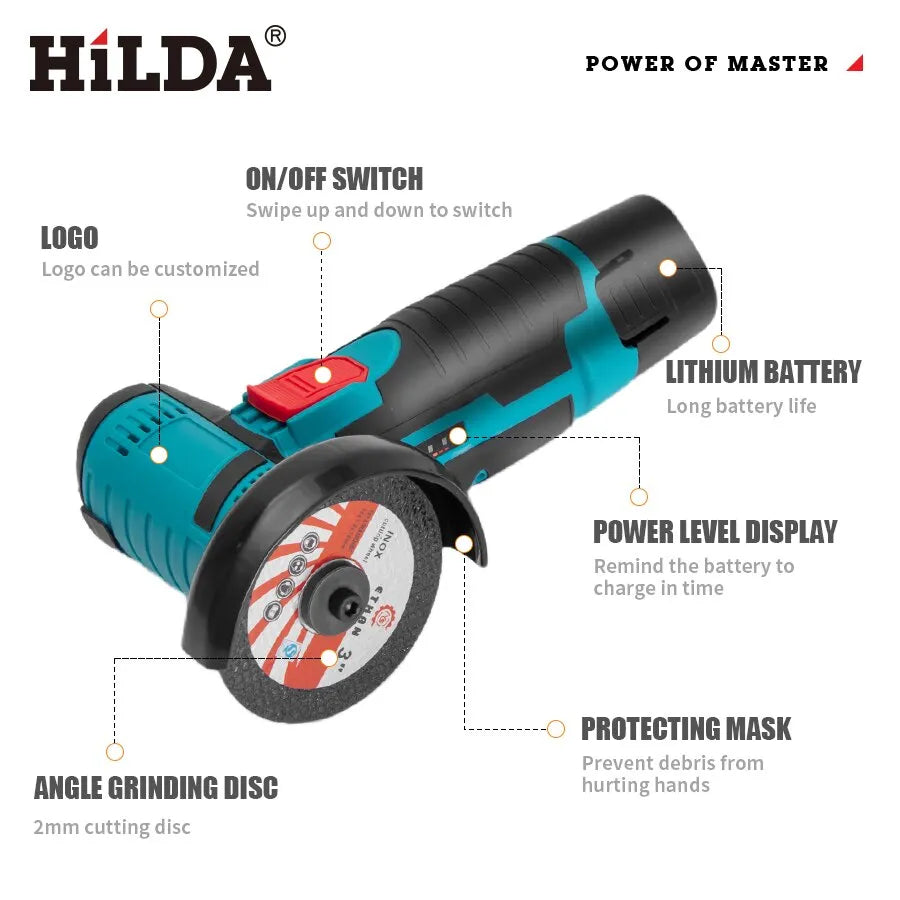 HILDA 12v Rechargeable Mini Angle Grinder