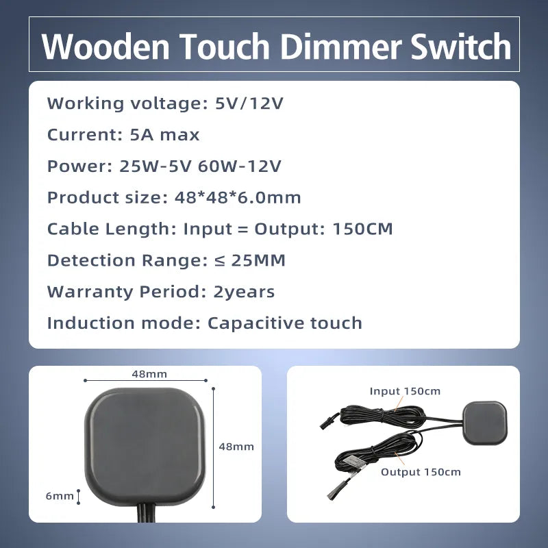 Penetrating 25mm wood panel sensor switch