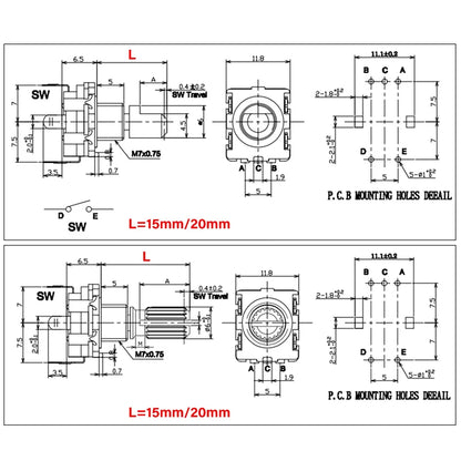 5/10pcs 20 Position Incremental Encoder Knob Button Switch