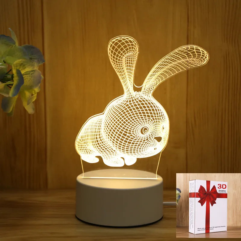 Romantic Love 3D Acrylic Led Lamp for Home Children's