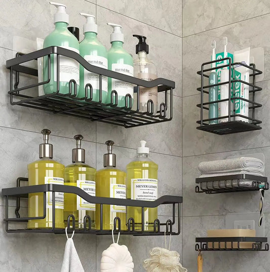 Black Iron Bathroom & Kitchen Corner Storage Rack