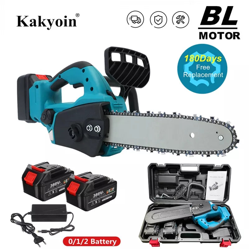 3000W 12 Inch Cordless Brushless Electric Saw Chainsaw Oil Chain saw with 2PCS Battery Brushless Motor Power Tool for Makita