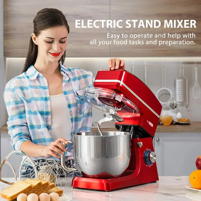 VIVOHOME 7.5 Quart Stand Mixer, 660W 6-Speed Tilt-Head Kitchen Electric Food Mixer with Beater, Dough Hook, Wire