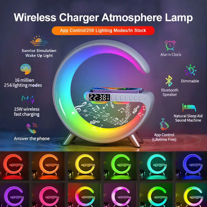 2023 Smart LED Speaker Clock with Wireless Charger