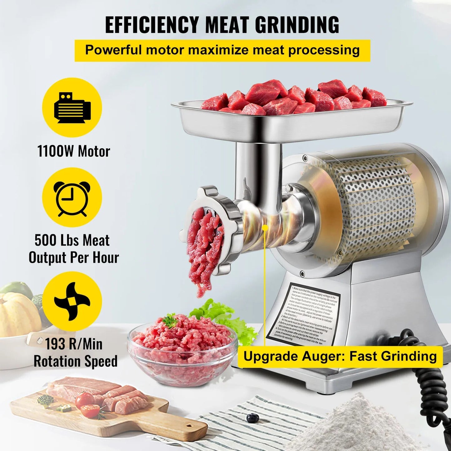 VEVOR 122 Kg/H 250 KG/H Electric Meat Mincer Chopper