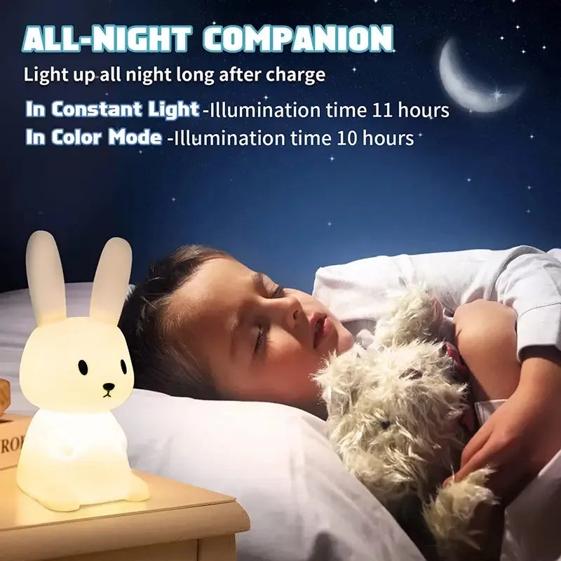 LED Night light Silicone Rabbit Touch Sensor lamp