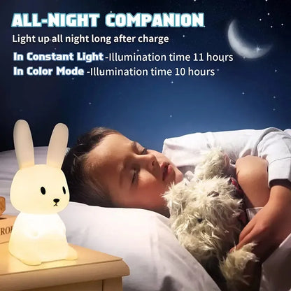 LED Night light Silicone Rabbit Touch Sensor lamp