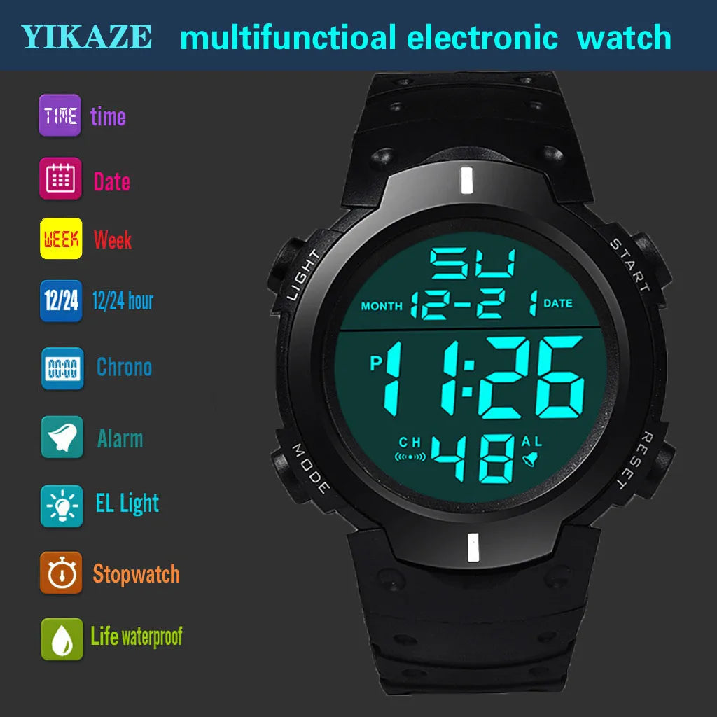 Men Sport LED Watches Top Brand Men Digital Clock Multi-Functional Rubber Man Fitnes Athlete Timekeeping Electronic Watch Reloj