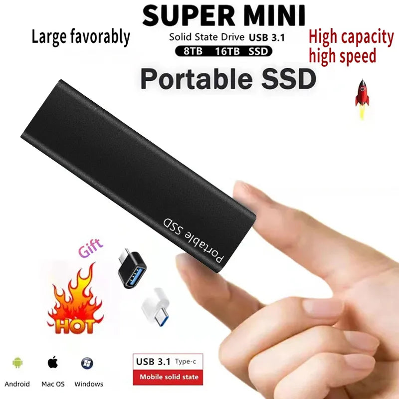 Original Portable External Hard Drive1TB 2TB Mobile Solid State Drive USB 3.1  External  hard disk ssd for Notebook Laptop Mac