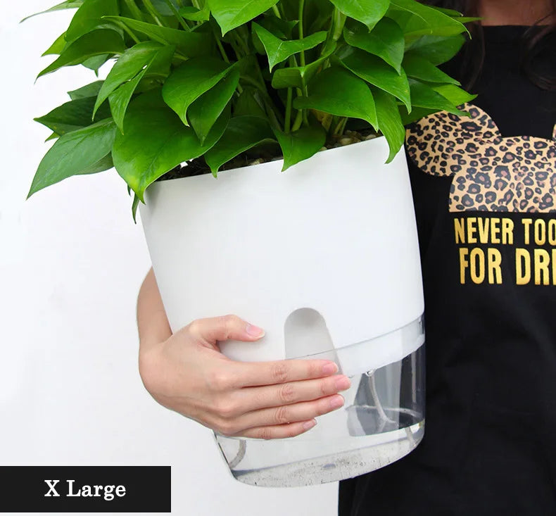 Transparent Double Layer Plastic Flower Pot